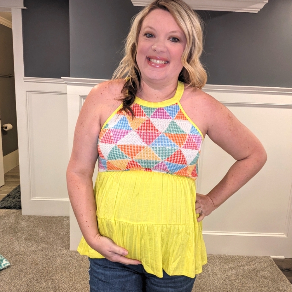 Bright yellow halter top tank